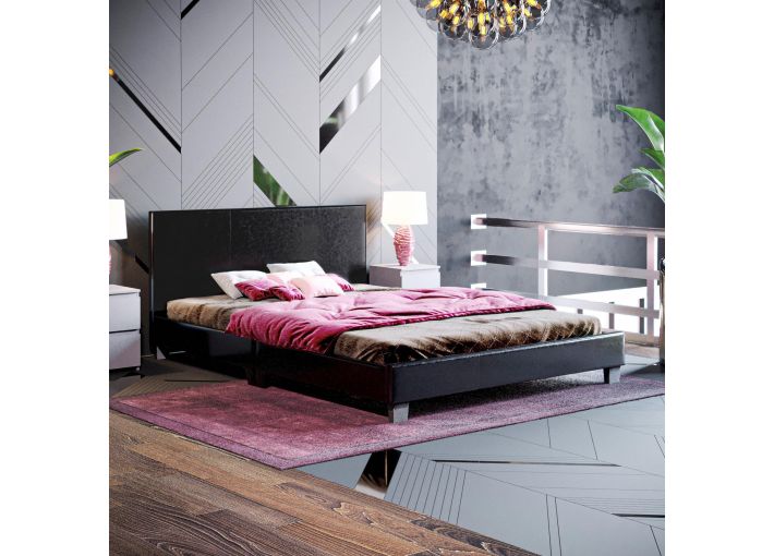 Alletta Black Leather Double Bed
