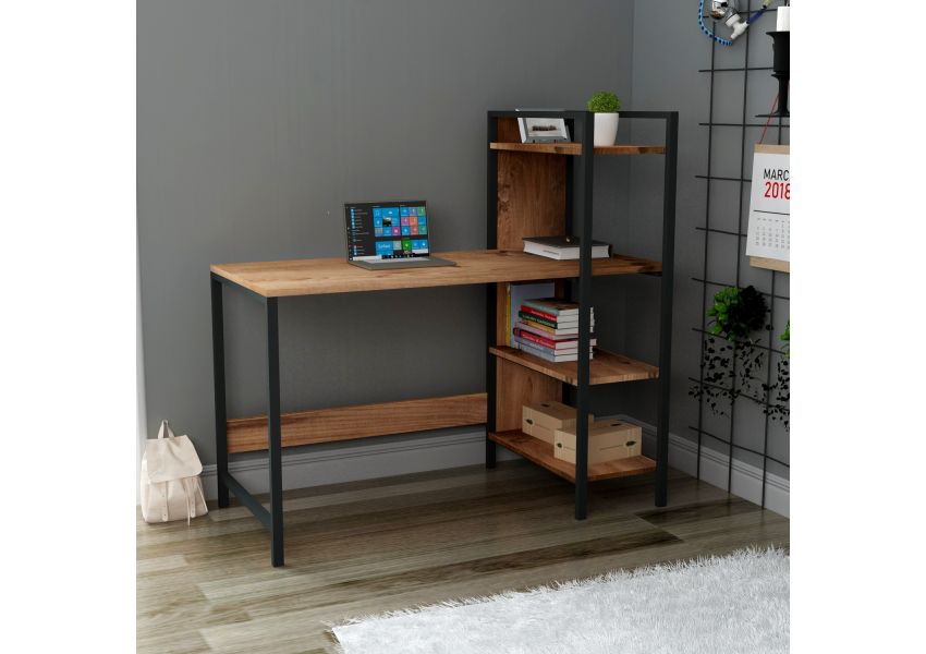 scafell study desk with metal shelf